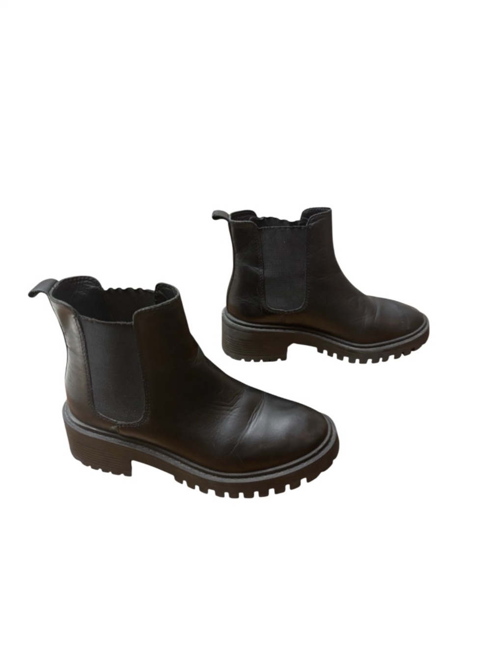 Oker Chelsea Pull On Lug Sole Black Leather Boot